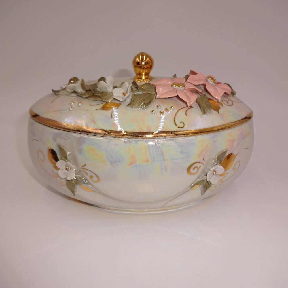 Handmade Porcelain Fenix Lidded Dish Bowl Trinket Candy Kislovodsk Russia